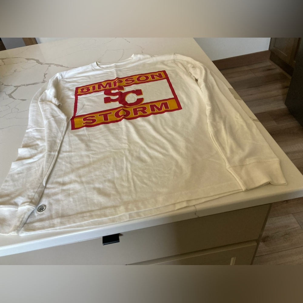 Women Simpson college storm white red gold long sleeve graphic shirt FALL RUSH s